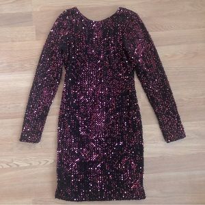 Motel Rocks Sequin Dress | Sparkling Cocktail Dress | Long Sleeve Sequins Dress